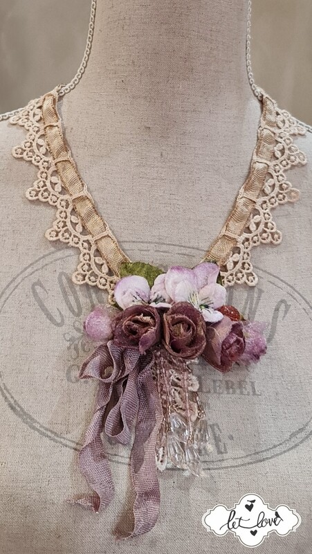 Vintage Lace &amp; Rose Neckpiece/Brooch