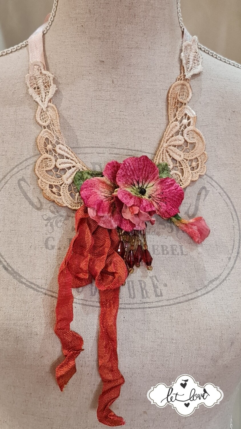 Vintage Lace & Rose Neckpiece