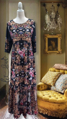 Ruffled Chiffon Hemline Dress