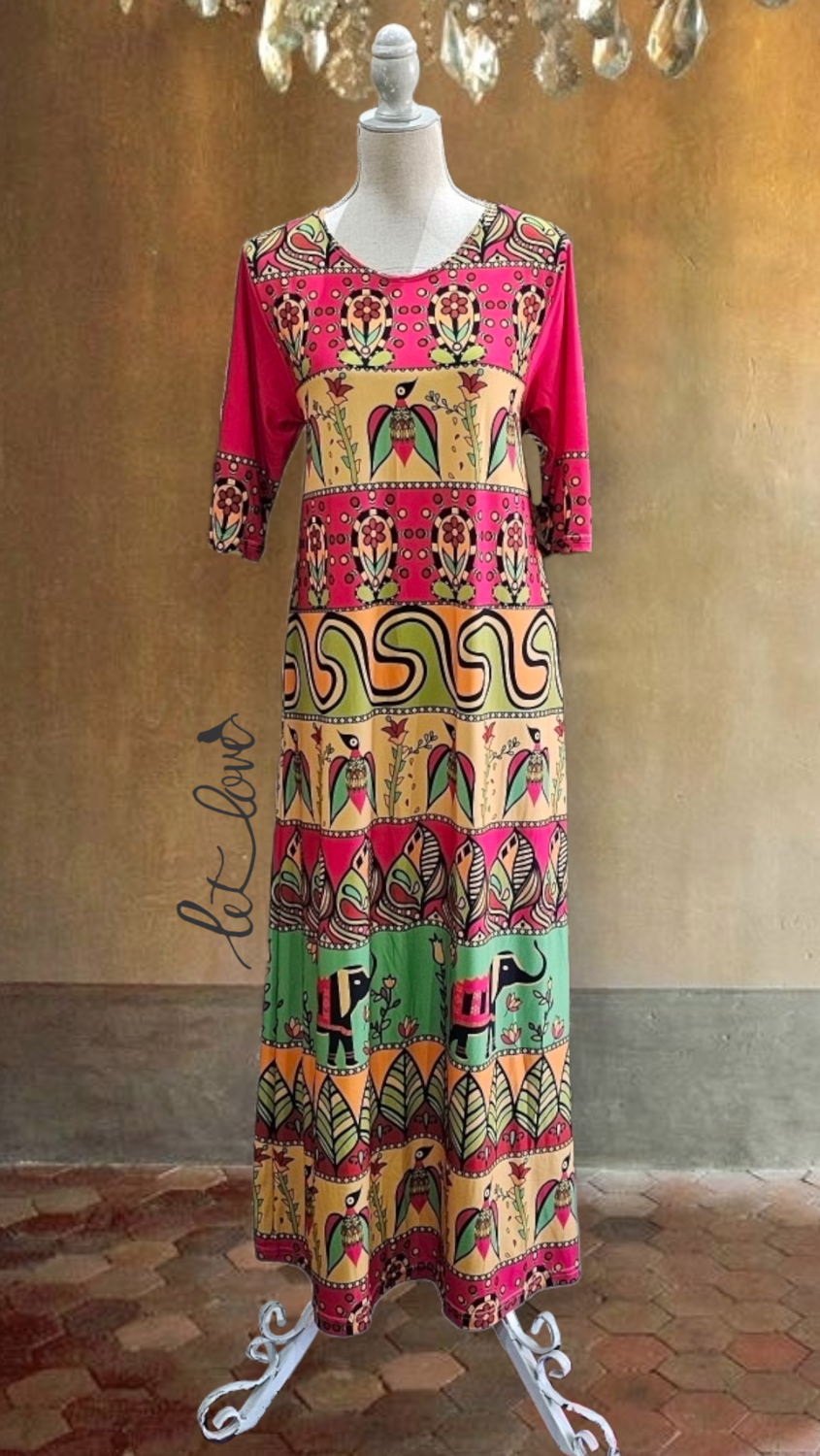 Ankle Length Dress with Sleeves