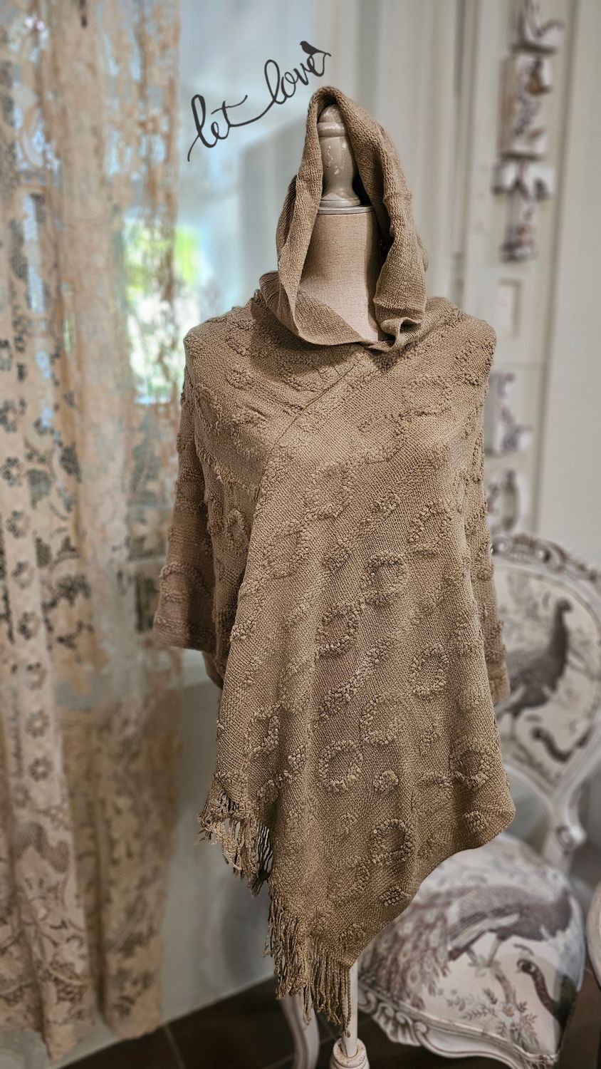 Poncho Knitted with Hoody