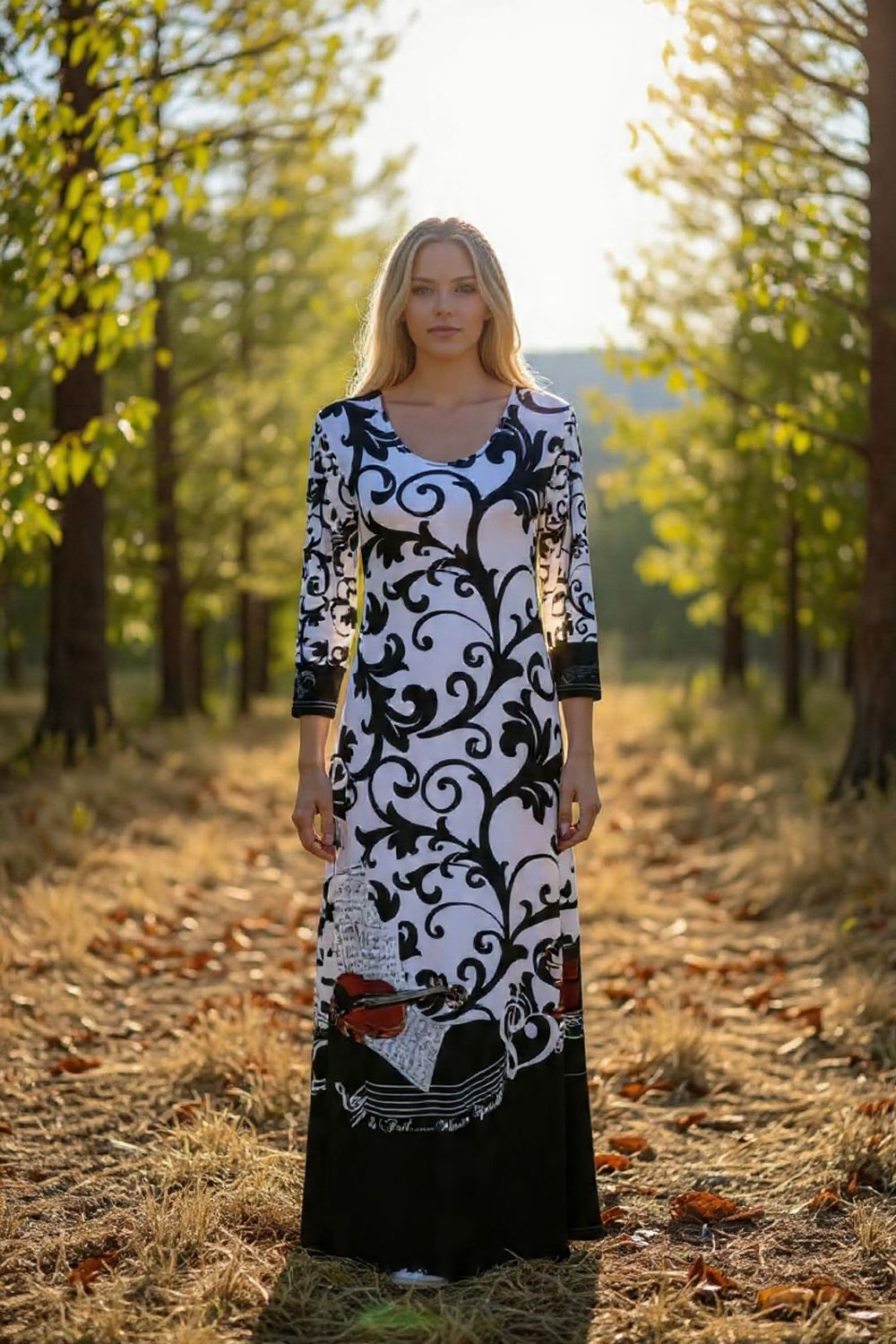 Ankle Length Dress with Sleeves