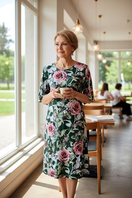 Dress Below the Knee, with Sleeves