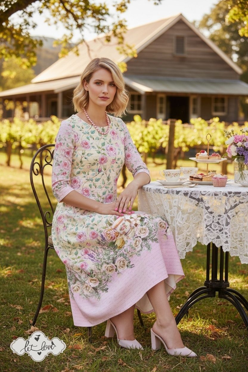 Ankle Length Dress with Sleeves