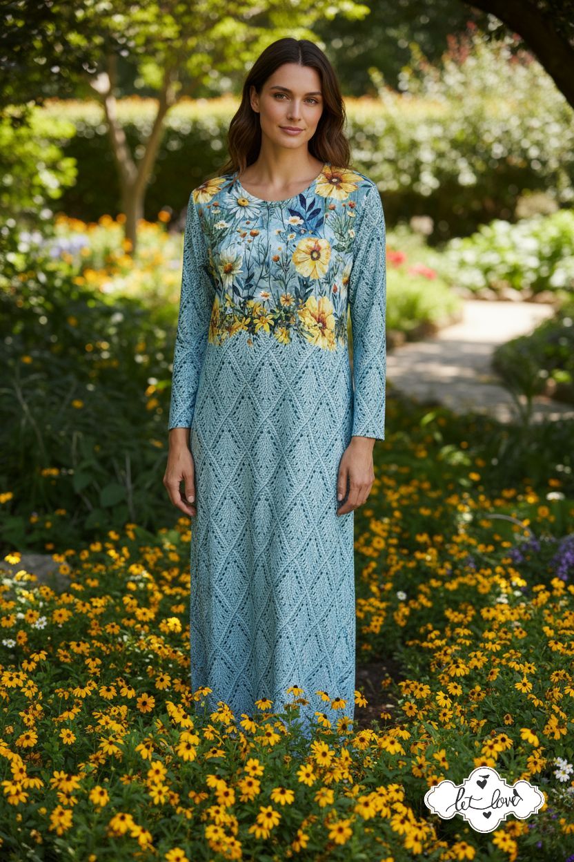 Ankle Length Dress with Sleeves