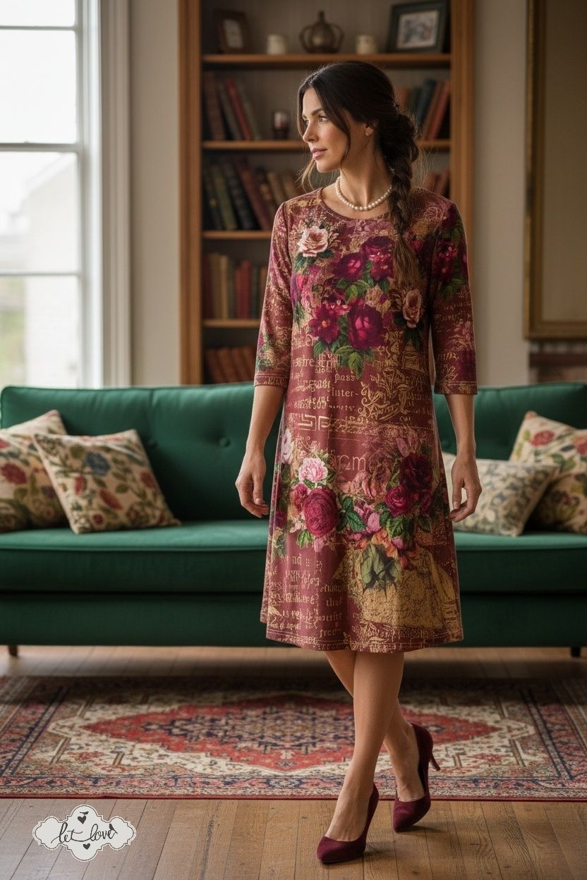 Dress Below the Knee, with Sleeves