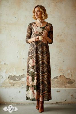 Ankle Length Dress with Sleeves
