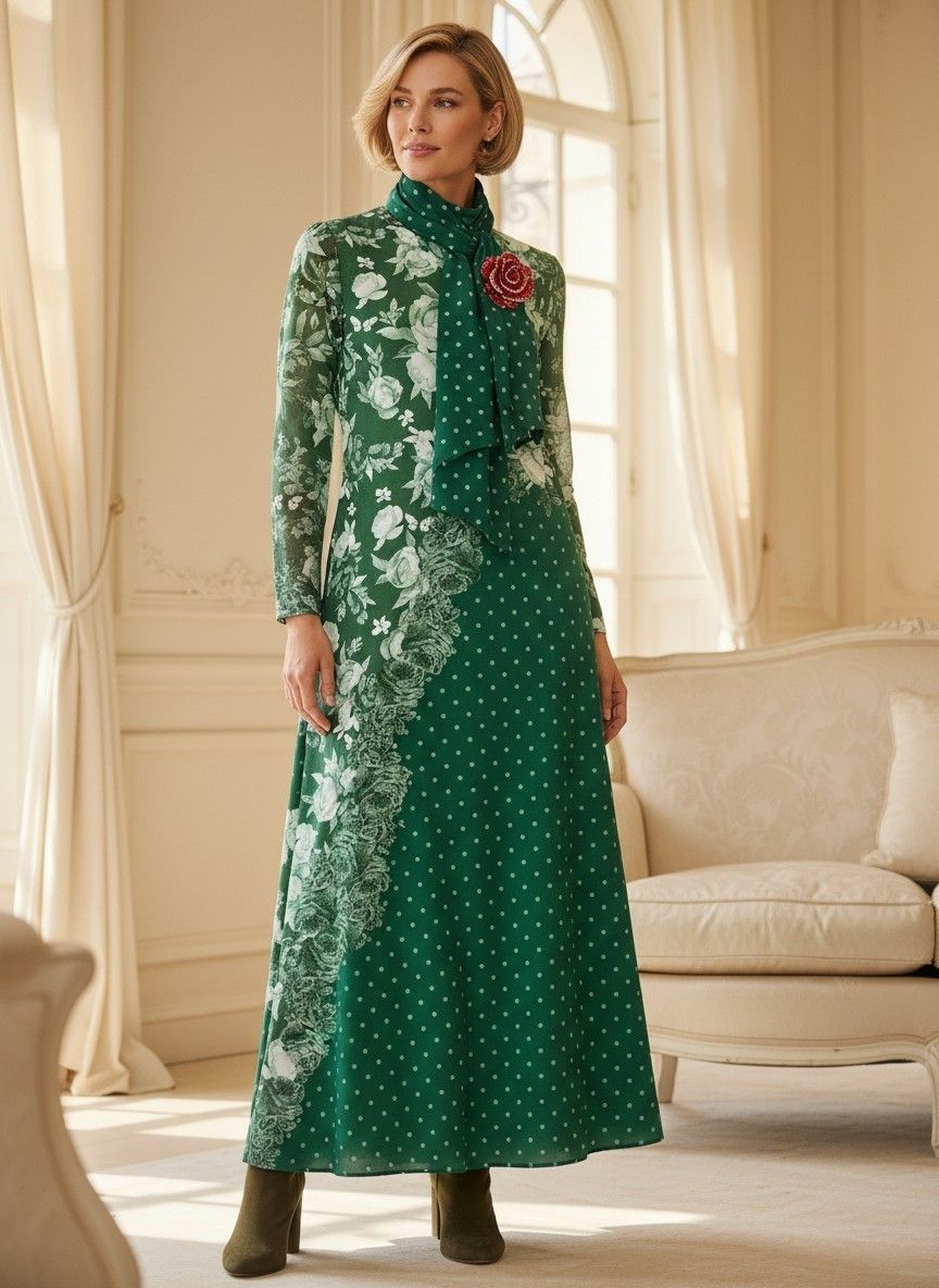 Ankle Length Dress with Sleeves