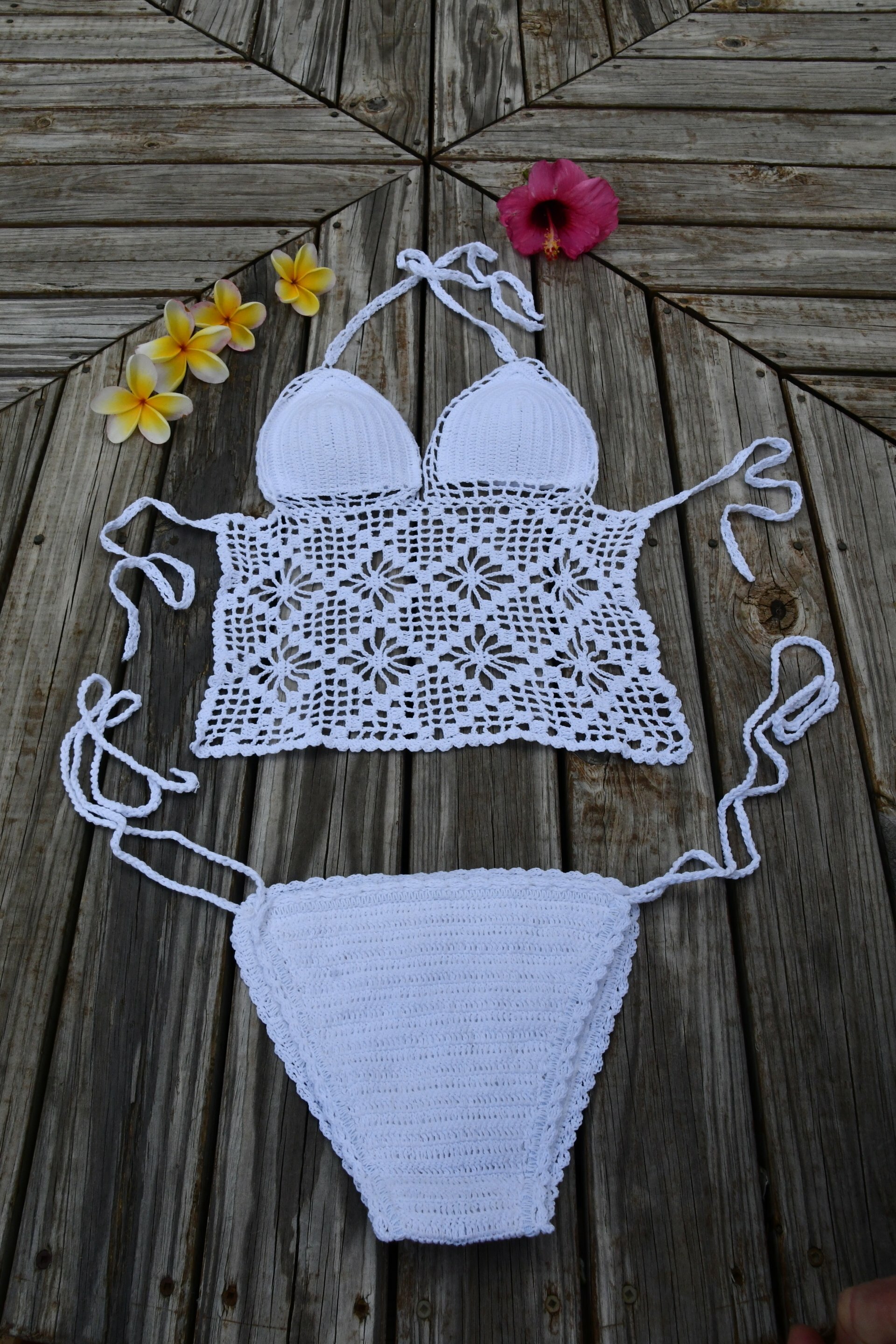 White Crochet Bikini Top & Bottom 100% cotton.
Free postage within Australia