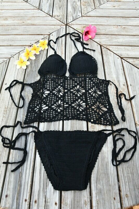 Black Crochet Bikini Top & Bottom 100% cotton.
Free postage within Australia