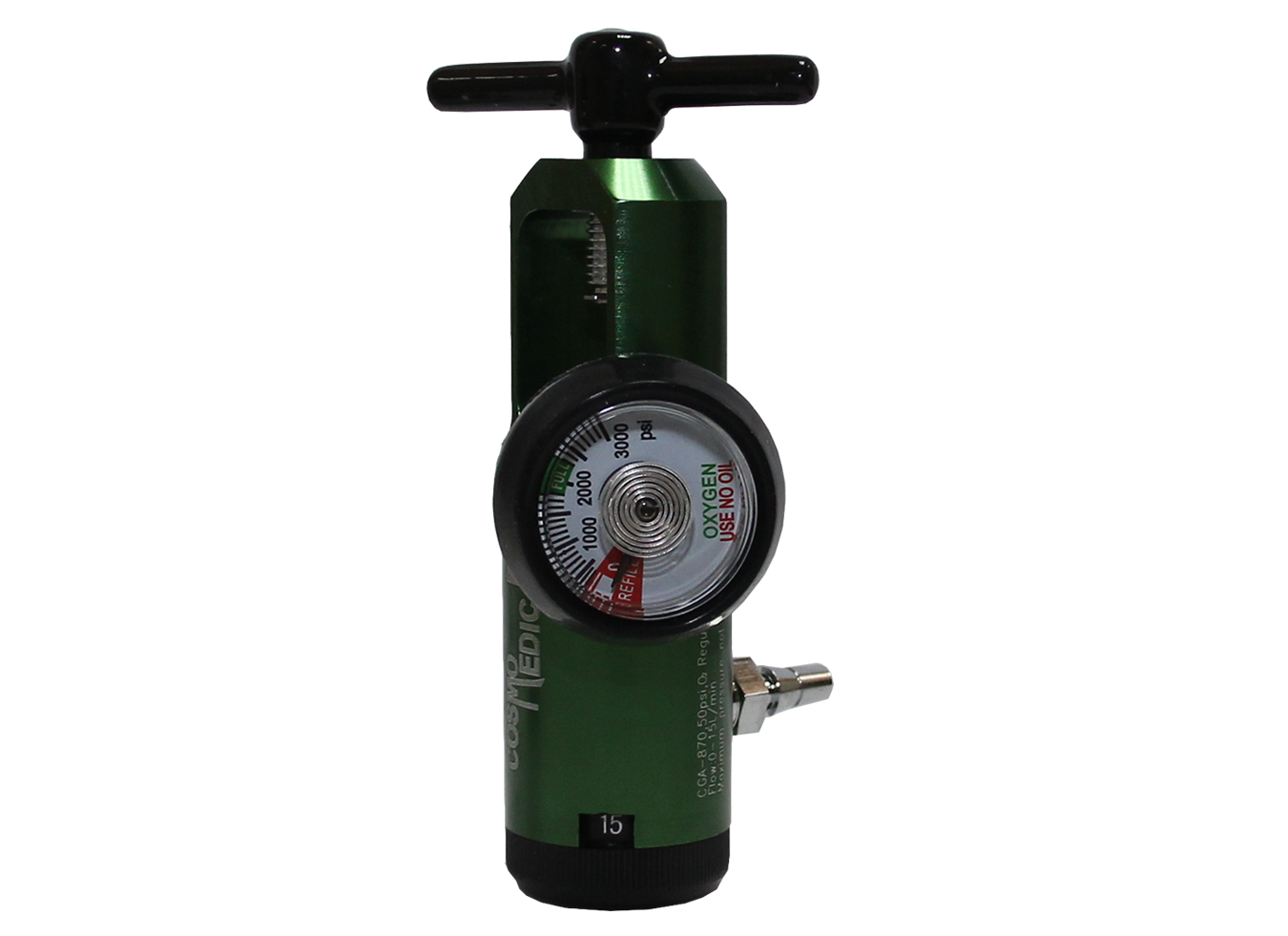 וסת חמצן גוף אלומיניום/פליז עם חיבור פין אינדקס