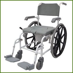 כסא רחצה ושירותים מאלומיניום, מושב PU, הנעה עצמית