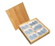 סט אבנים חמות ללא ווקס בקופסת עץ יוקרתית (23 יח`)
