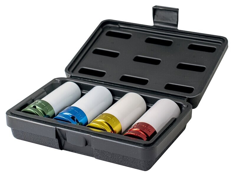 4pc 1/2" Drive Alloy Wheel  Impact Socket Sets 15,17,19,21mm