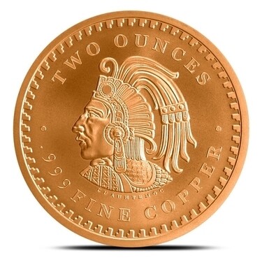 Aztec calendar 2 oz copper round