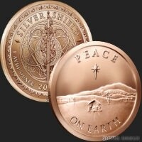 1 oz copper bullion around peace on Earth coins