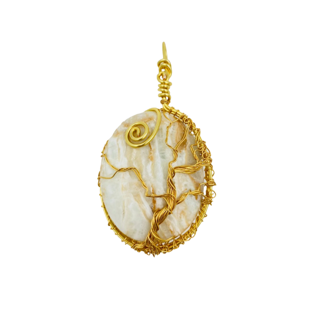 Tan Calcite Tree Pendant