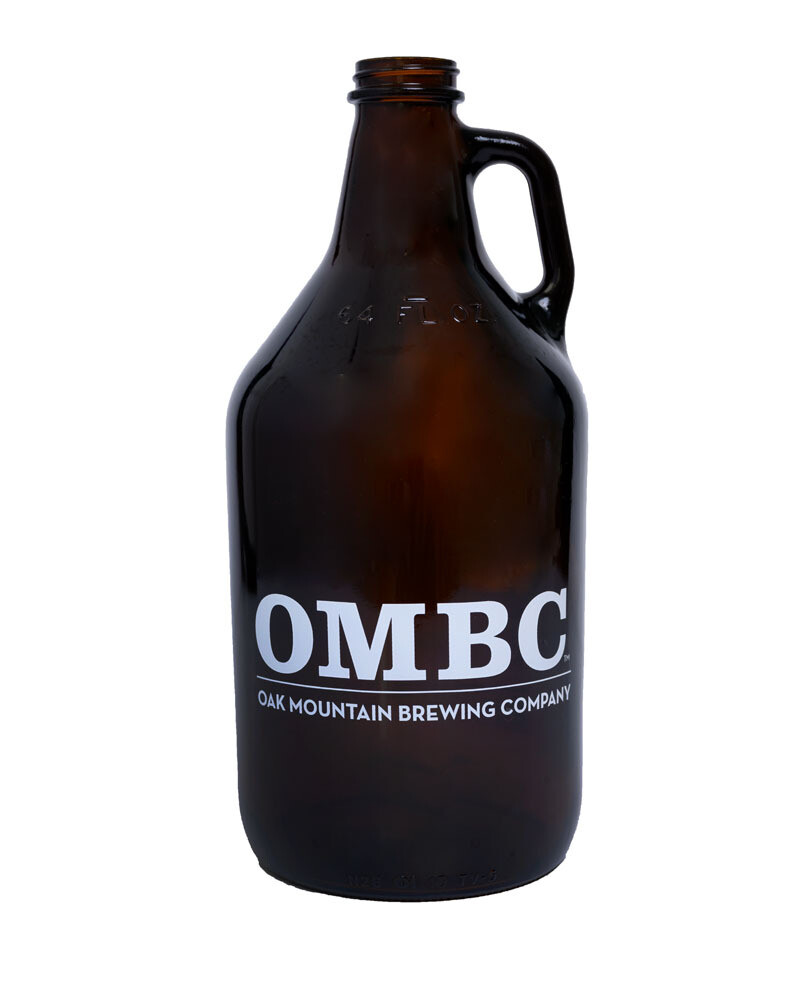 64oz Amber Growler with OMBC logo