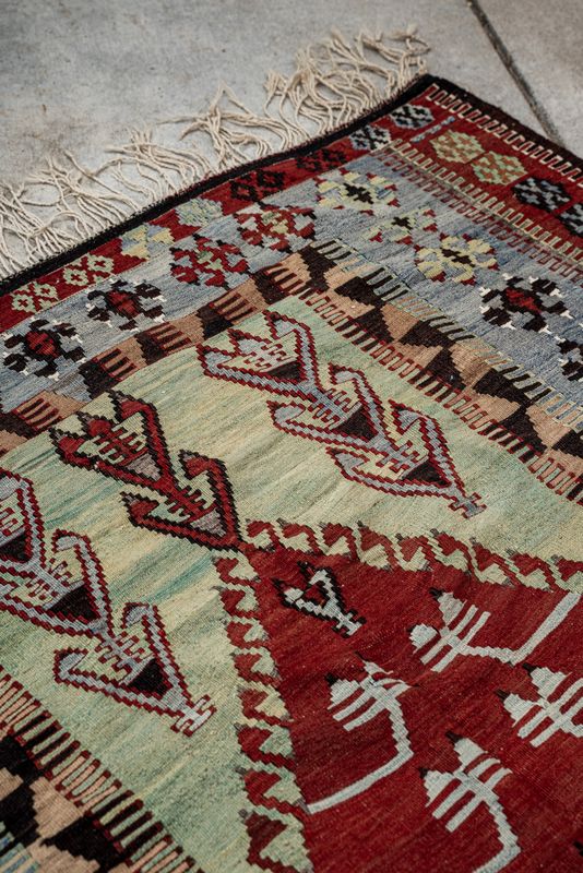 &quot;Anatolian Konya&quot; Kilim with weavers initials &amp; date