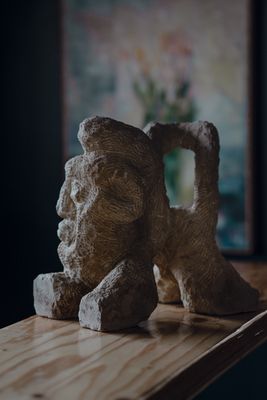 Limestone Sculpture - "Drawing a Blank"