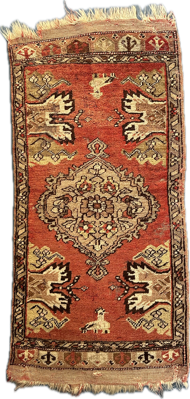 Old fragment of a cushion rug 20x40&quot;