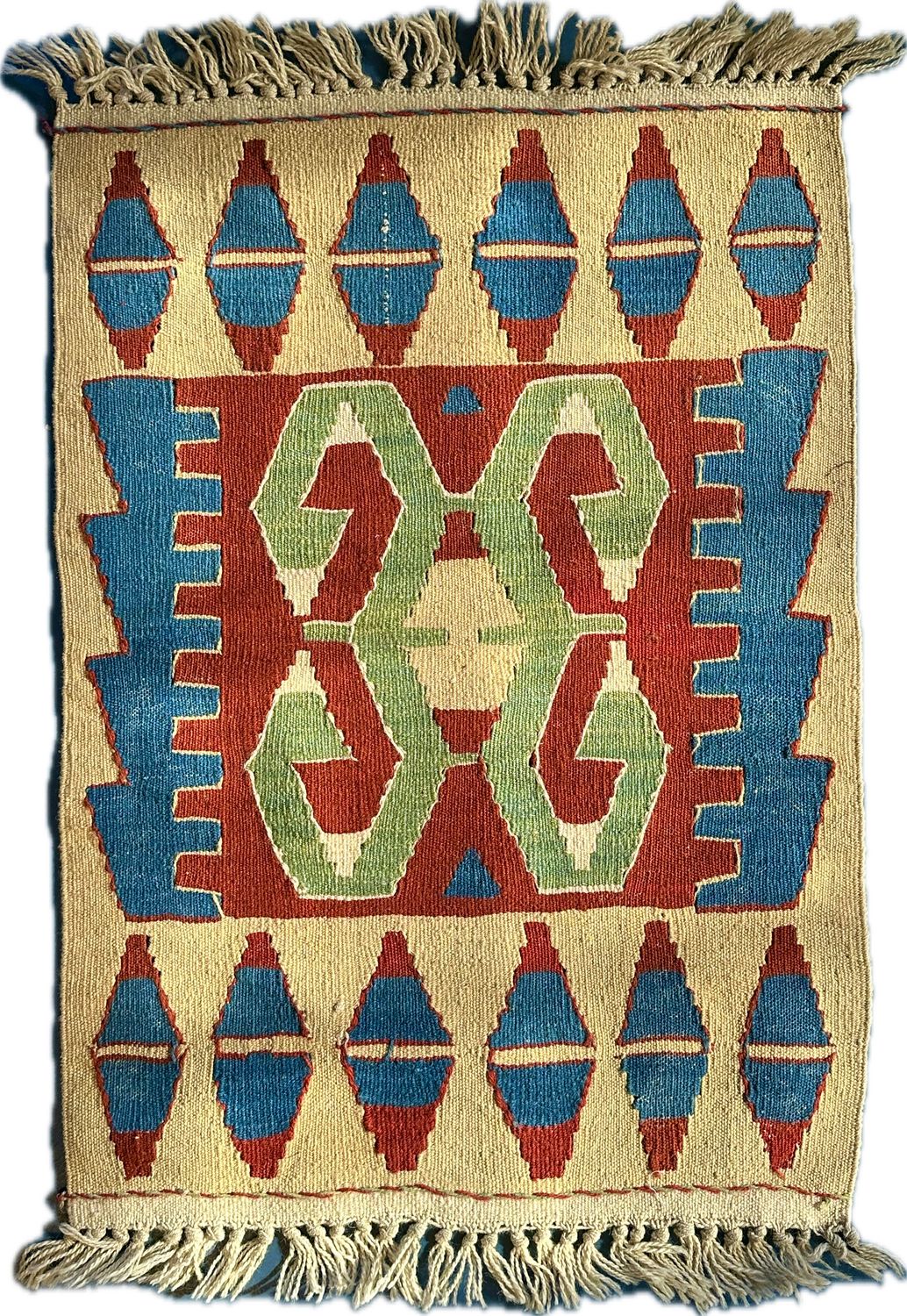 Tiny Turkish beige Kilim 22x35&quot;