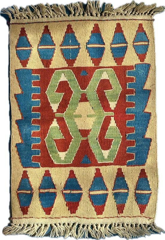 Tiny Turkish beige Kilim 22x35" Tiny Turkish beige Kilim 22x35"
