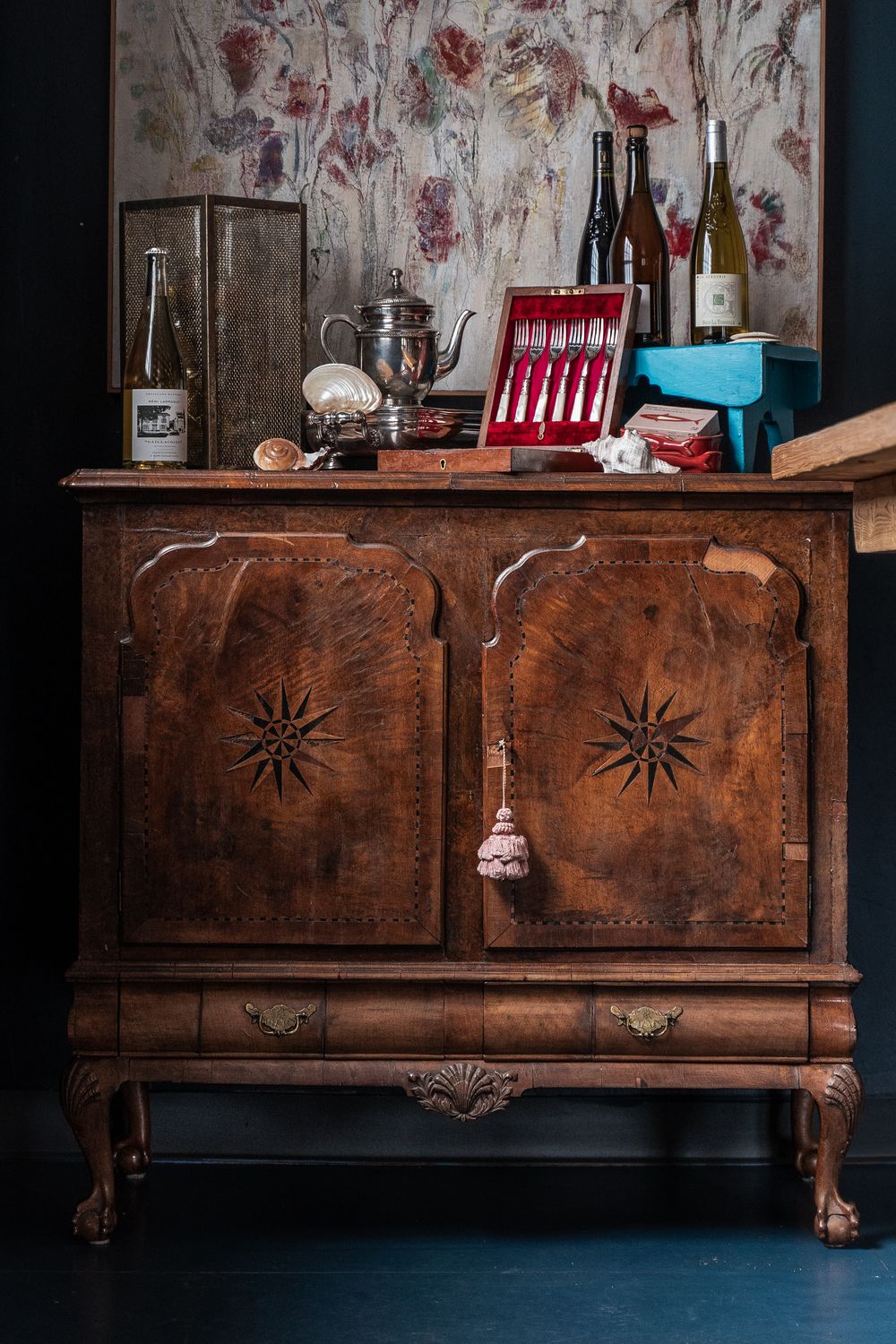 Antique Walnut Veneer Cabinet