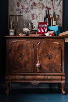 Antique Walnut Veneer Cabinet