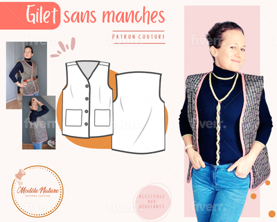Patron pochette Gilet sans manche - Livraison gratuite