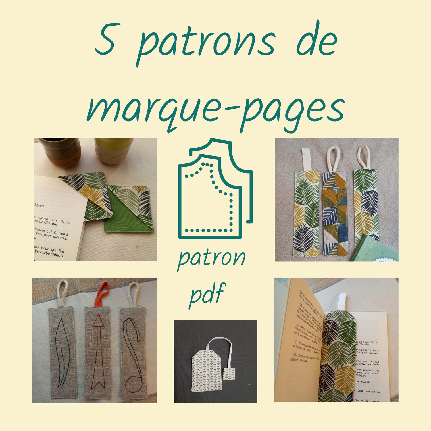 5 patrons de marque-pages - Livraison gratuite