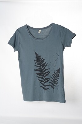 T-Shirt Farn (female) grau mit schwarzem Druck