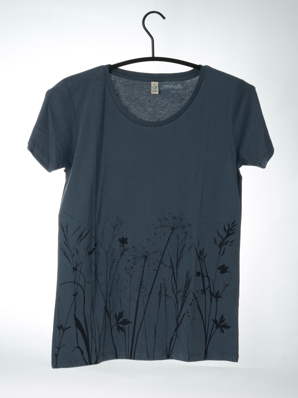 T-Shirt Wiese (female) grau mit schwarzem Druck