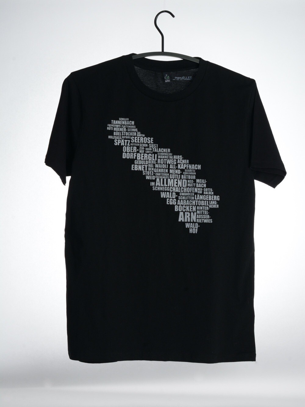 T-Shirt Horgenquartier (unisex) schwarz mit grauem Druck