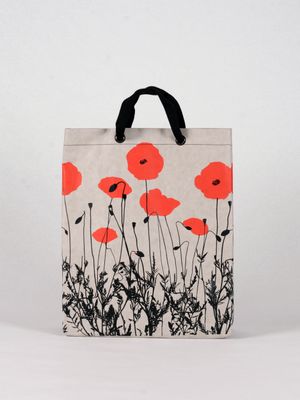 Shopper Mohnwiese grau mit rotem Druck