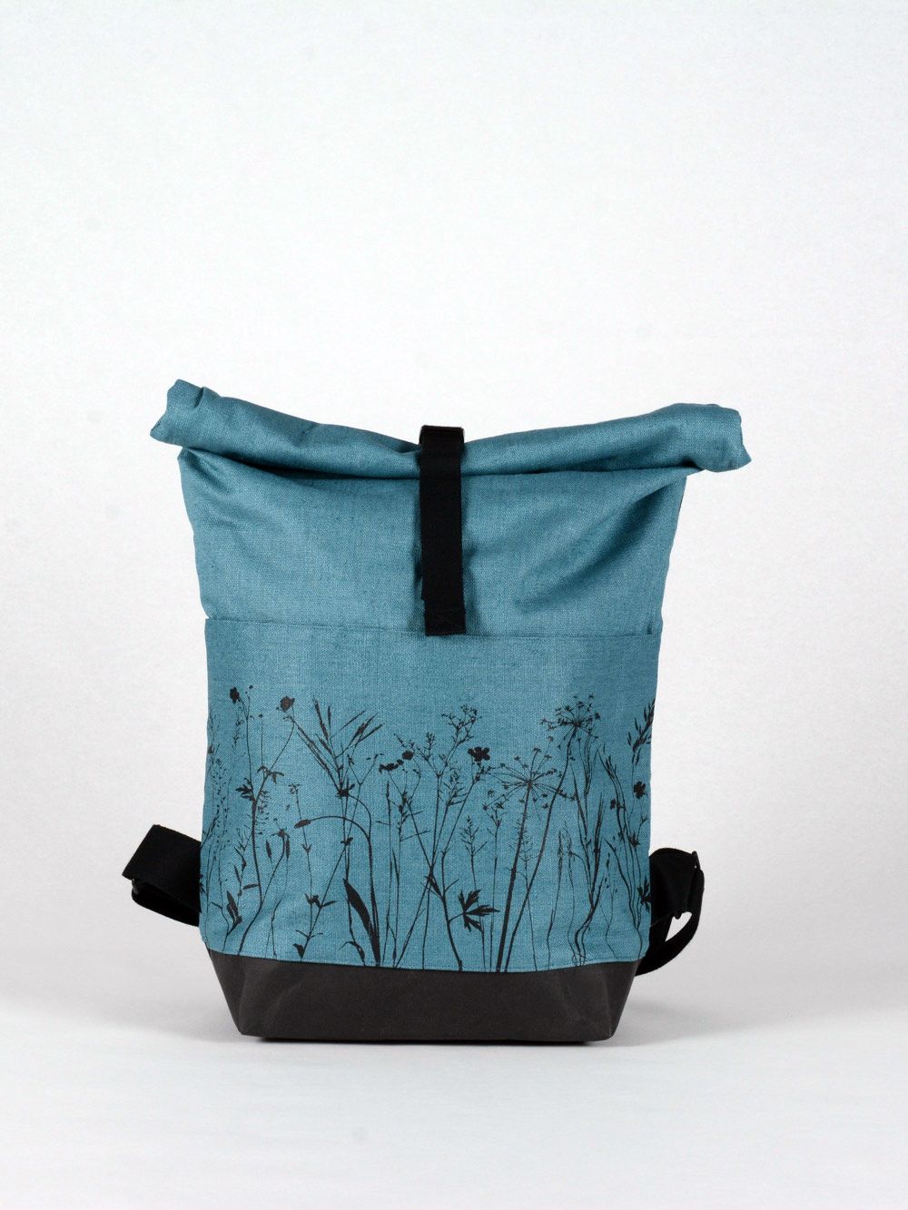 Rucksack Wiese petrol mit schwarzem Druck