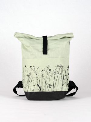Rucksack Wiese mint mit schwarzem Druck