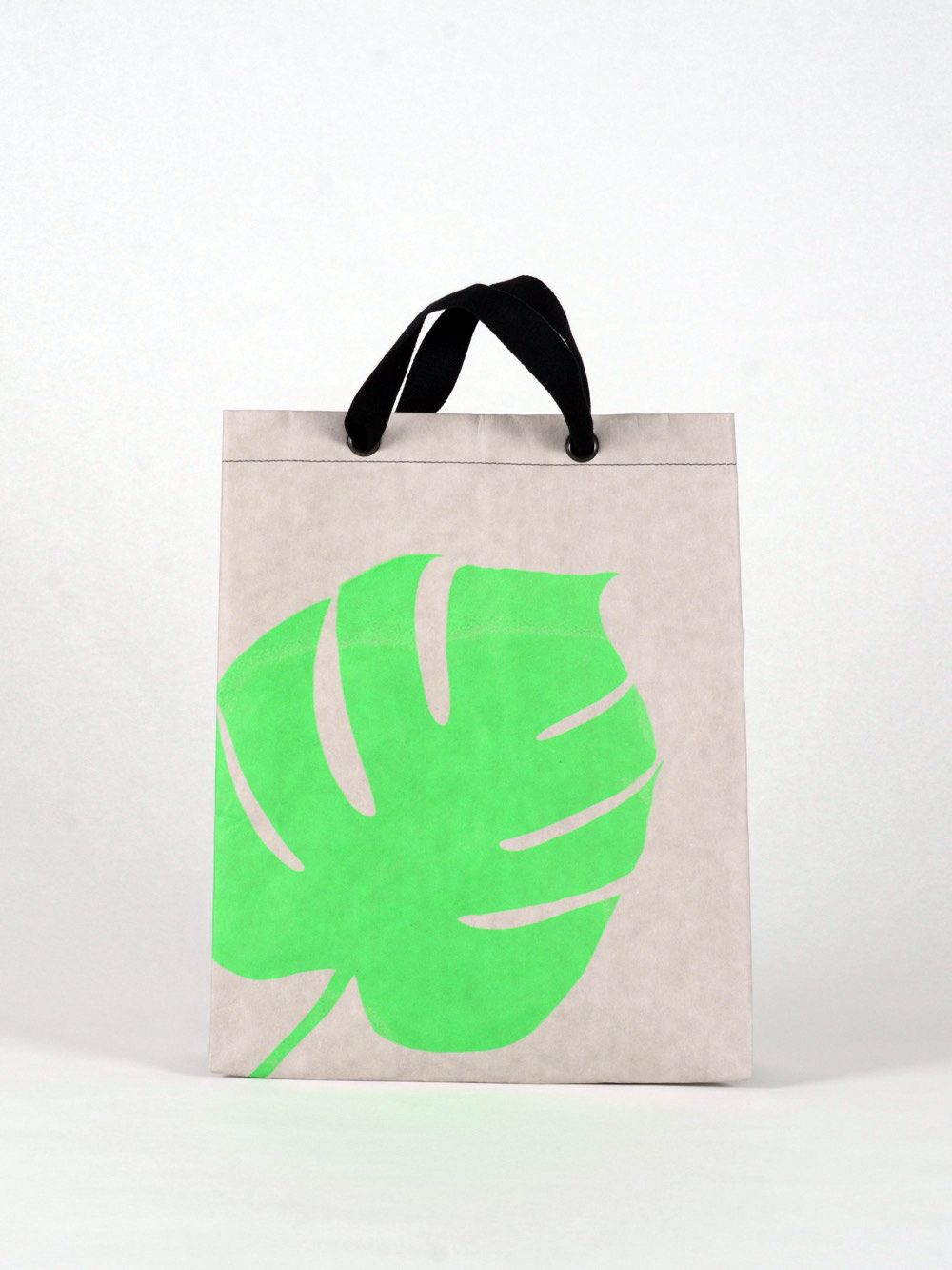 Shopper Monstera grau mit neongrünem Druck