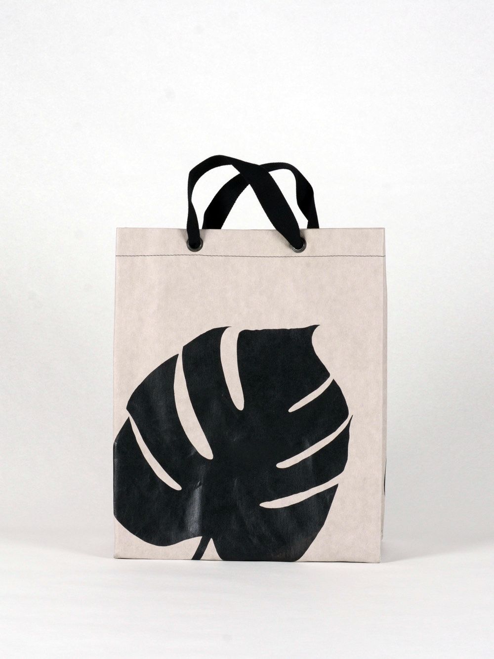 Shopper Monstera grau mit schwarzem Druck