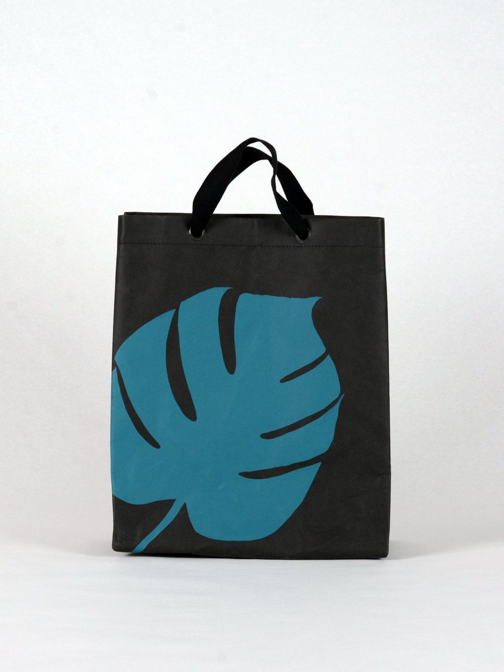 Shopper Monstera schwarz mit grünem Druck