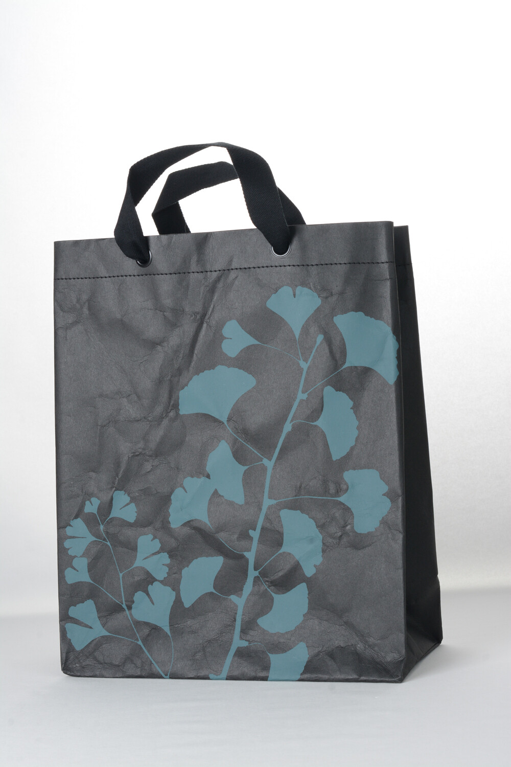 Shopper Ginkgo schwarz mit grünem Druck