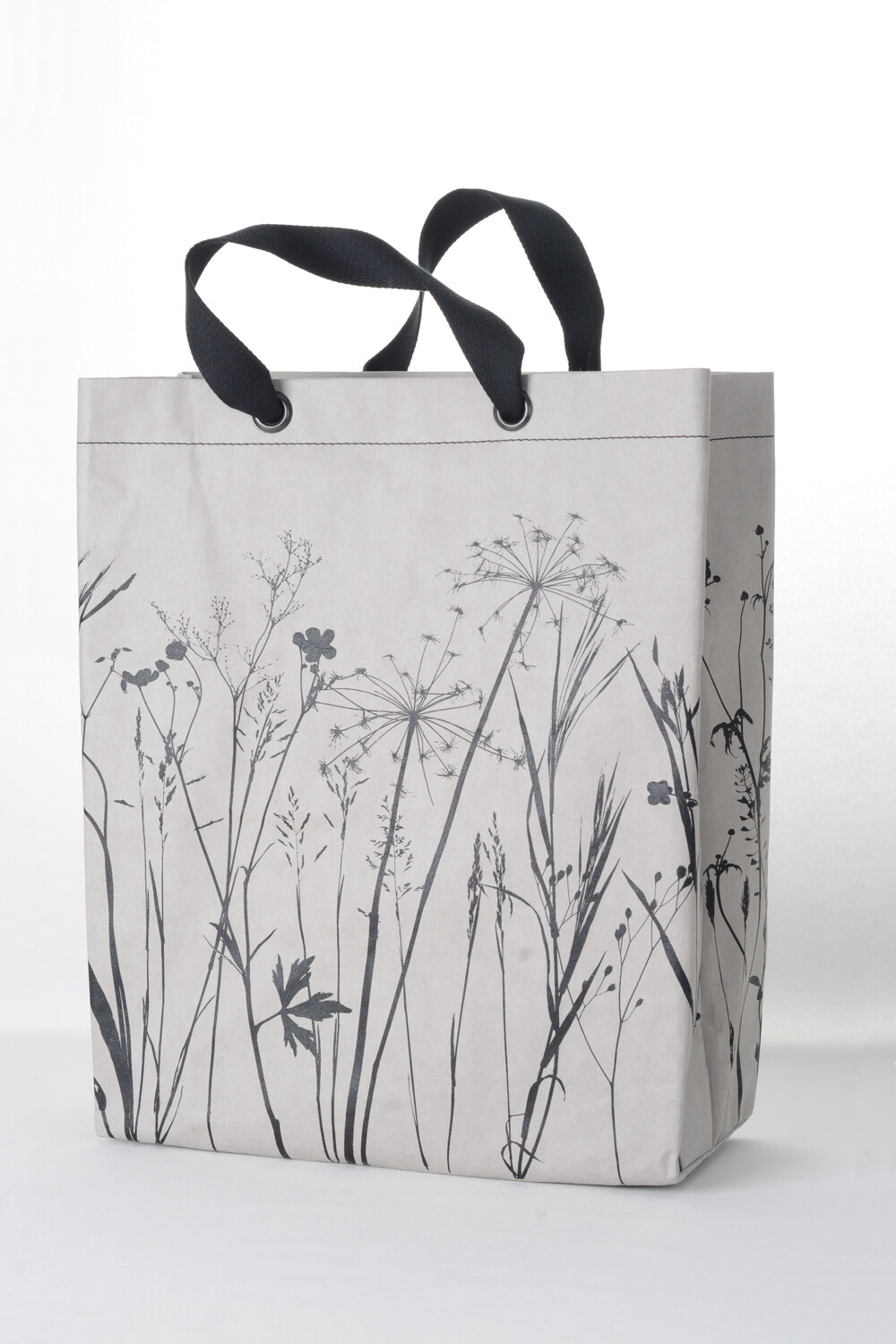 Shopper Wiese grau mit schwarzem Druck