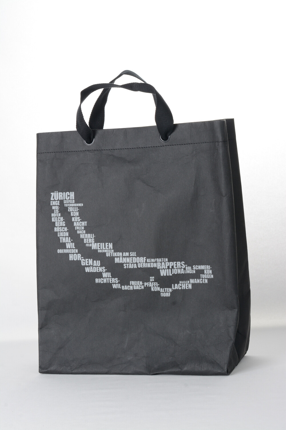 Shopper Zürisee schwarz mit grauem Druck
