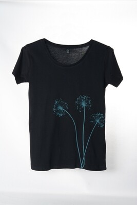 T-Shirt Allium (female) schwarz mit grünem Druck