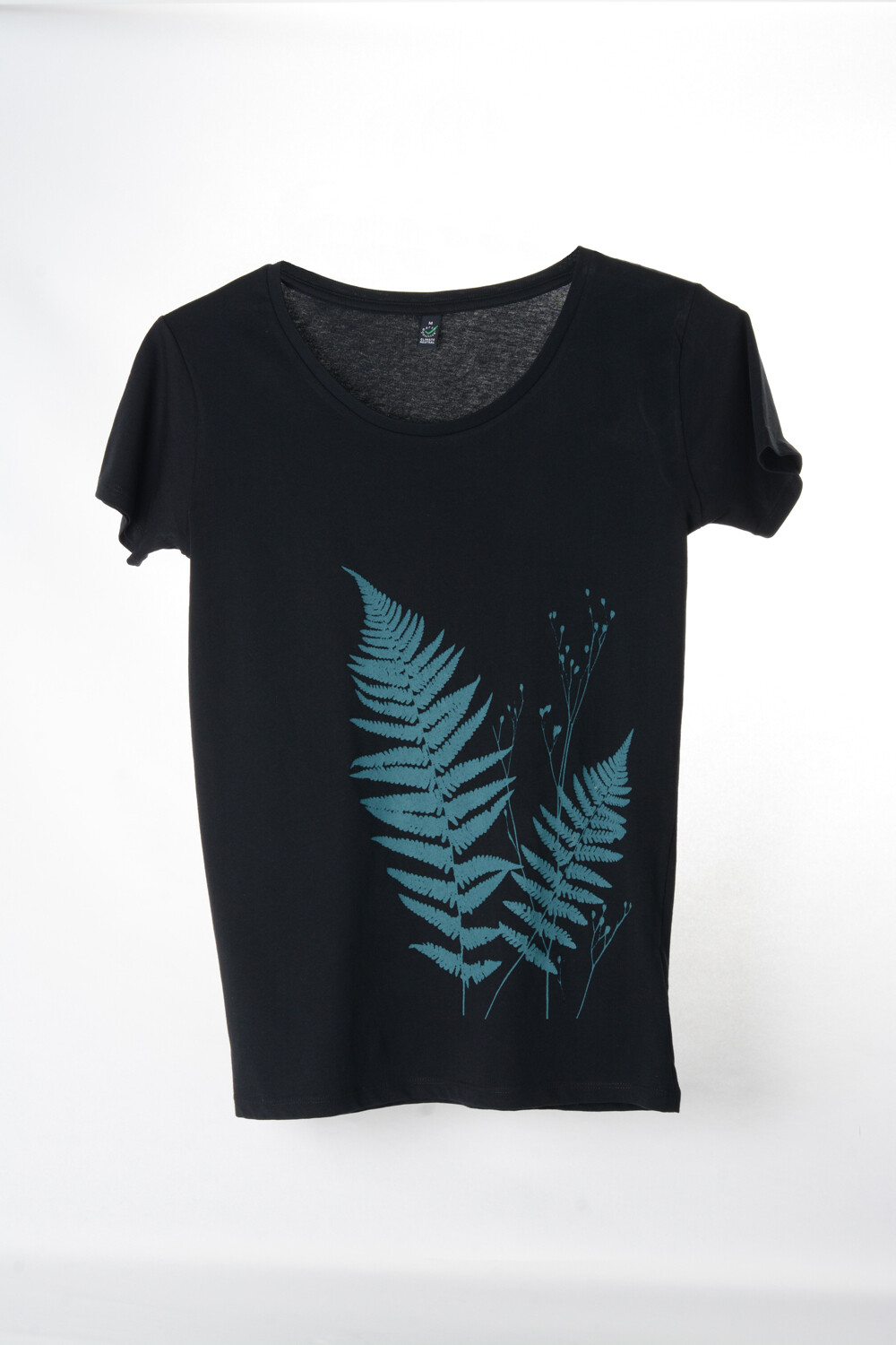 T-Shirt Farn (female) schwarz mit grünem Druck