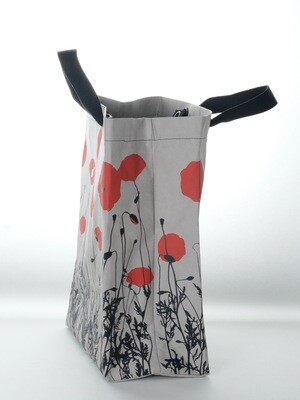 Shopper Mohnwiese grau mit rotem Druck