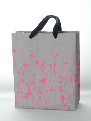 Shopper Wiese grau mit pinkem Druck