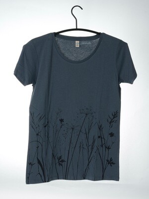 T-Shirt Wiese (female) grau mit schwarzem Druck
