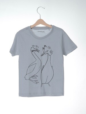 Kinder T- Shirt Haubentaucher grau mit schwarzem Druck