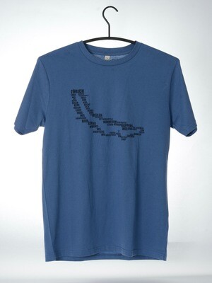 T-Shirt Zürisee (unisex) jeansblau mit schwarzem Druck